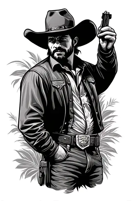 Western Embossing With Cowboy Standing Outline