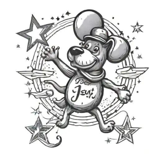 Ballon Dog With A Shoting Star Above It With A Shoting Star Under It With I Miss You Ben