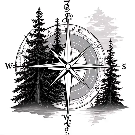Tall Trees And Compass Rose