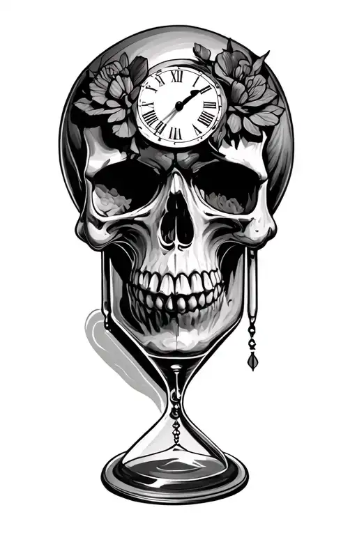 Skull Dark With Hour Glass