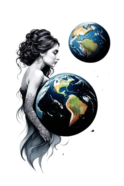 Woman And Planet Earth