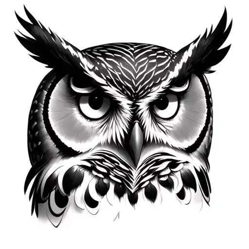 Calm Stoic Owl Face