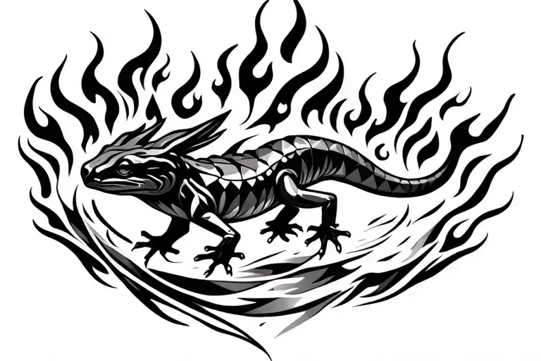 Salamander On Fire Geometric Style