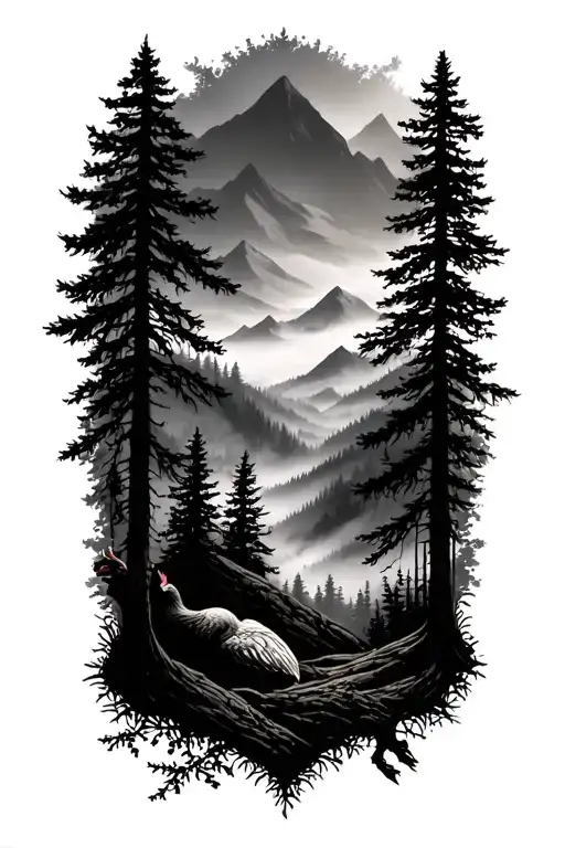 Forest And Mountains Of Poultry Fog