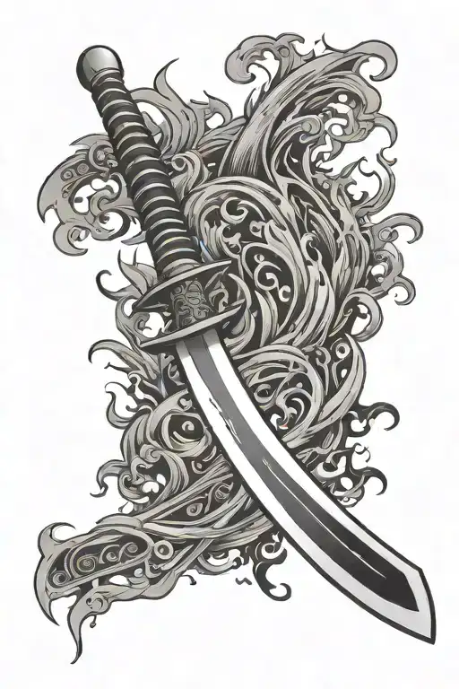 Katana Sword In Flame