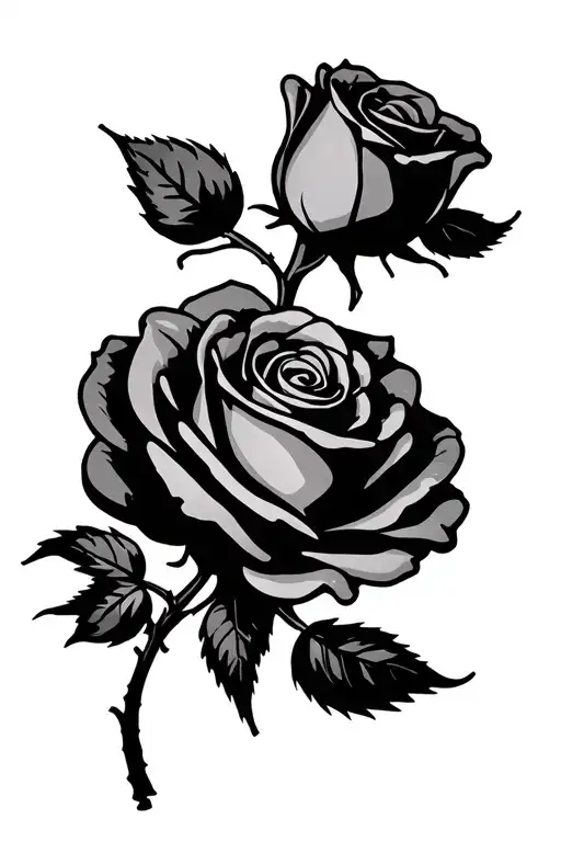 Simple Rose Outline With Aj In The Stem Wrapped