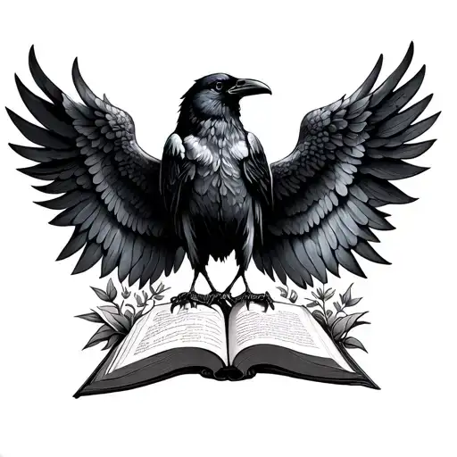 Books Raven Wings Plants Intertwined