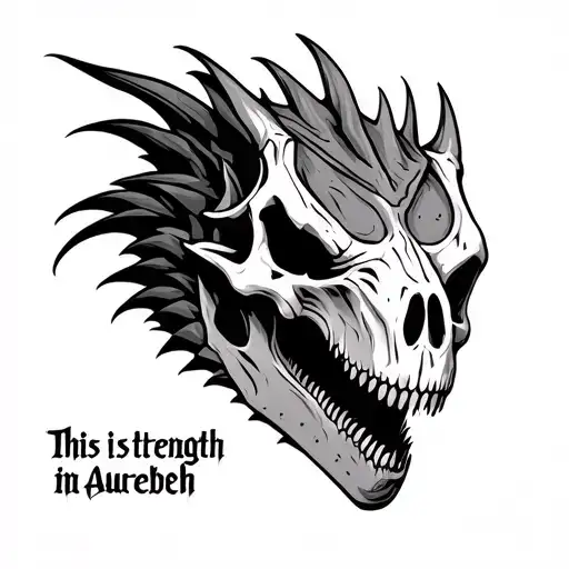 Mythosaur Skull With This Is Strength In Aurebesh Text