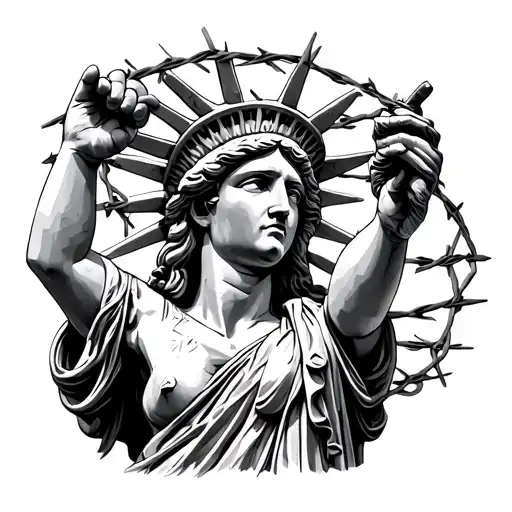 Freedom Statue In Barbed Wire