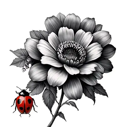 September And April Birth Flower With Lady Bug
