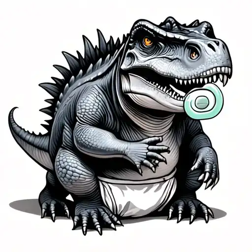 Baby T-rex In A Diaper With Pacifier New Born