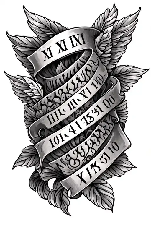 Roman Numeral Birth Dates Going Around The Arm With A Design