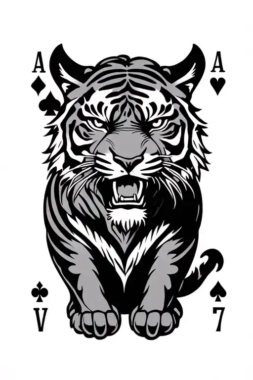 Armored Tiger On A Jack Cards Arranged