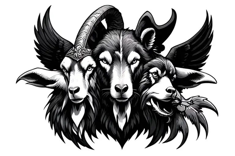 Goat Bear Wolf Ravens Vikings On Chest