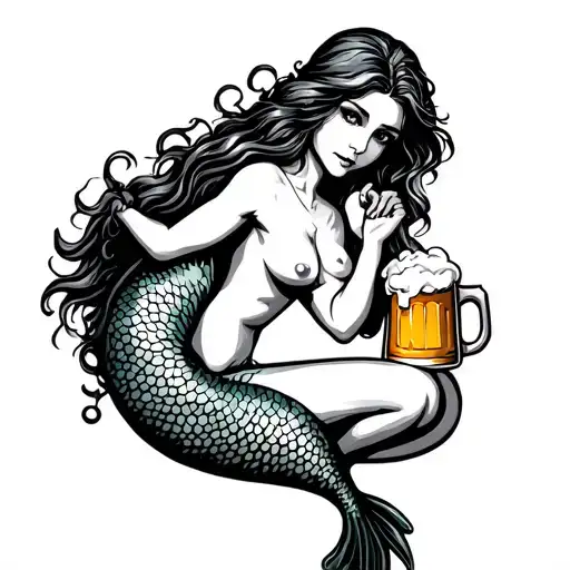 Mermaid With Beer Mug