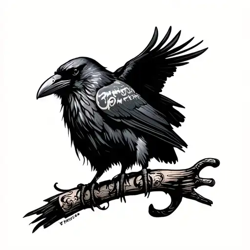 Tattooed Raven With A Cinema Tape