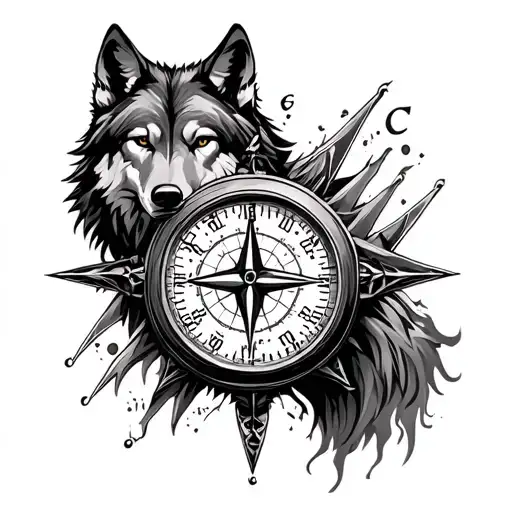 Wolf Clock And Compass