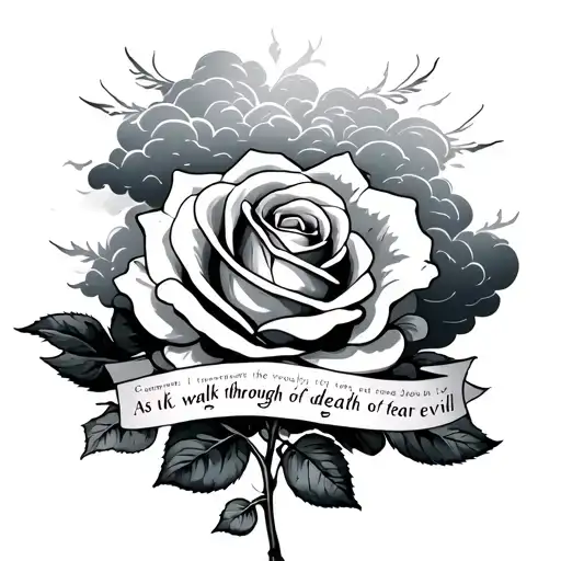 Heaven Clouds And A Rose With A Quote Of As I Walk Through The Valley Of Death I Fear No Evil