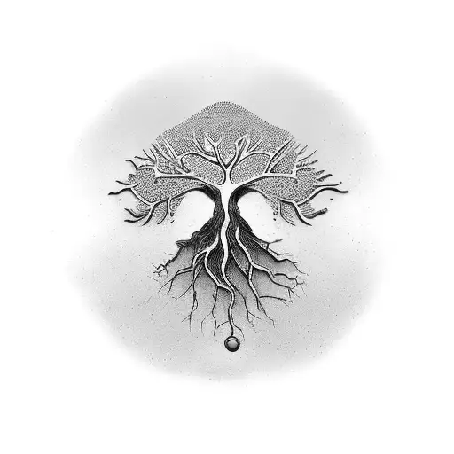 Masculine Tree Of Life With Clock Face Integrated In The Roots