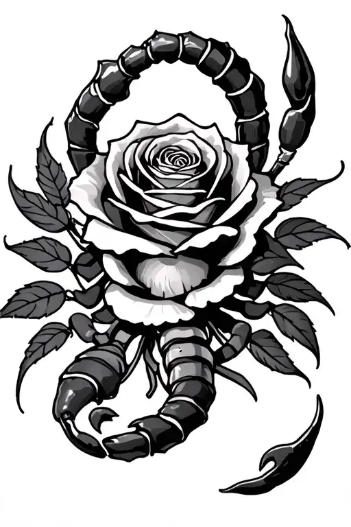 Scorpion Wrapped Around Rose