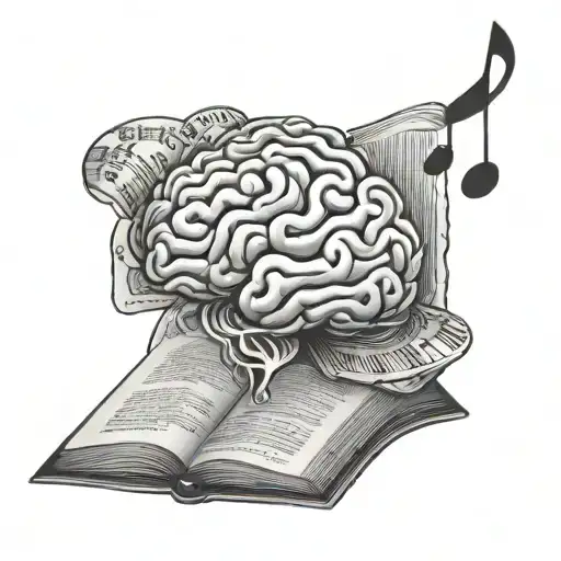 Open Book With Brain And Music Notes