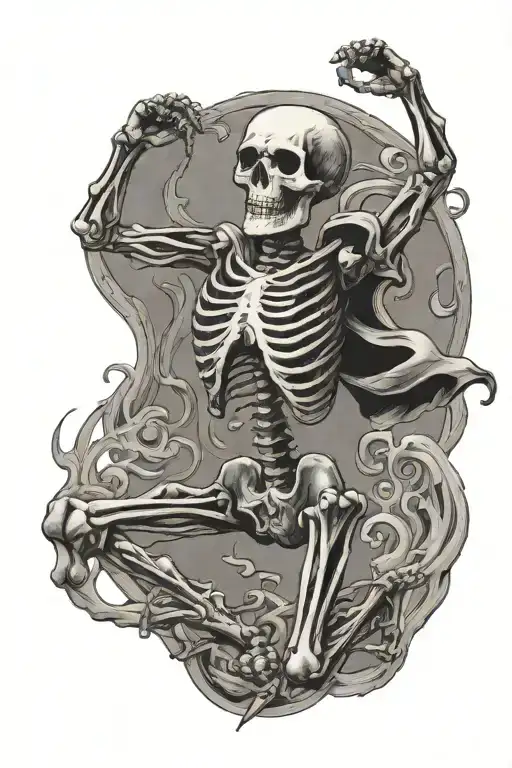Dancing Skeleton With His Arms Up