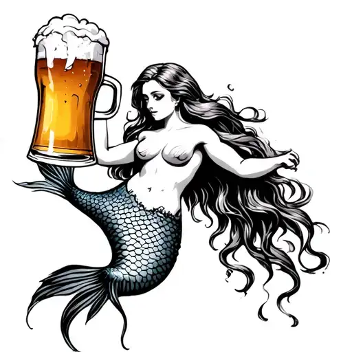 Mermaid Serving Beer