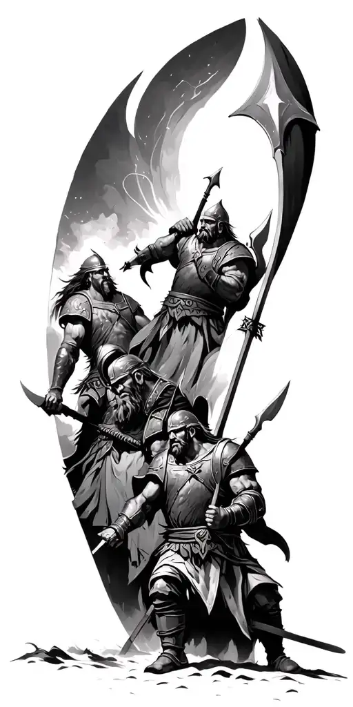 Viking Warriors Going Into Battle Scene