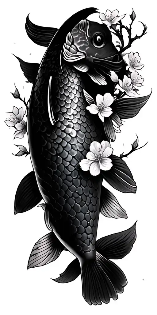 Samurai Temple Cherry Blossom Koi Fish