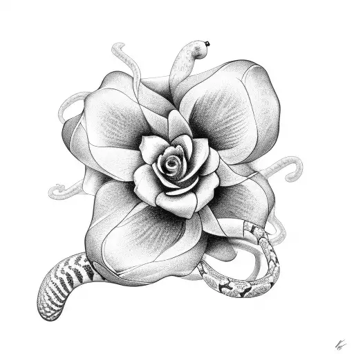Flower And Snake Love