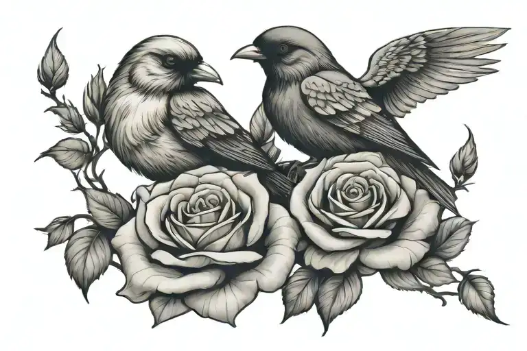 Masculine Roses Bird Sitting Alone