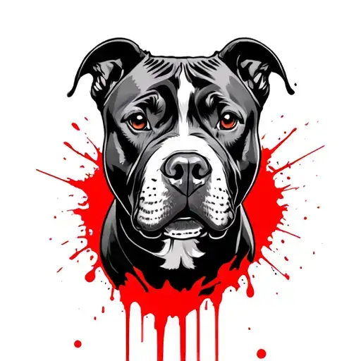Three Headed Pit Bull With Blood Around Them
