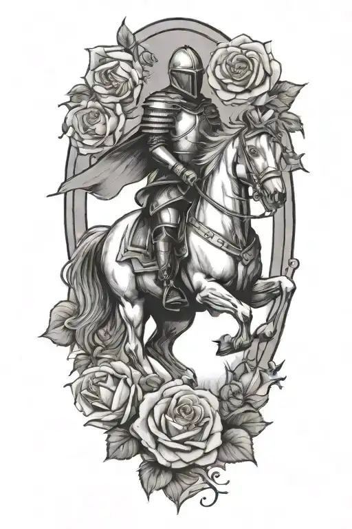 Knight Riding A Horse And Roses