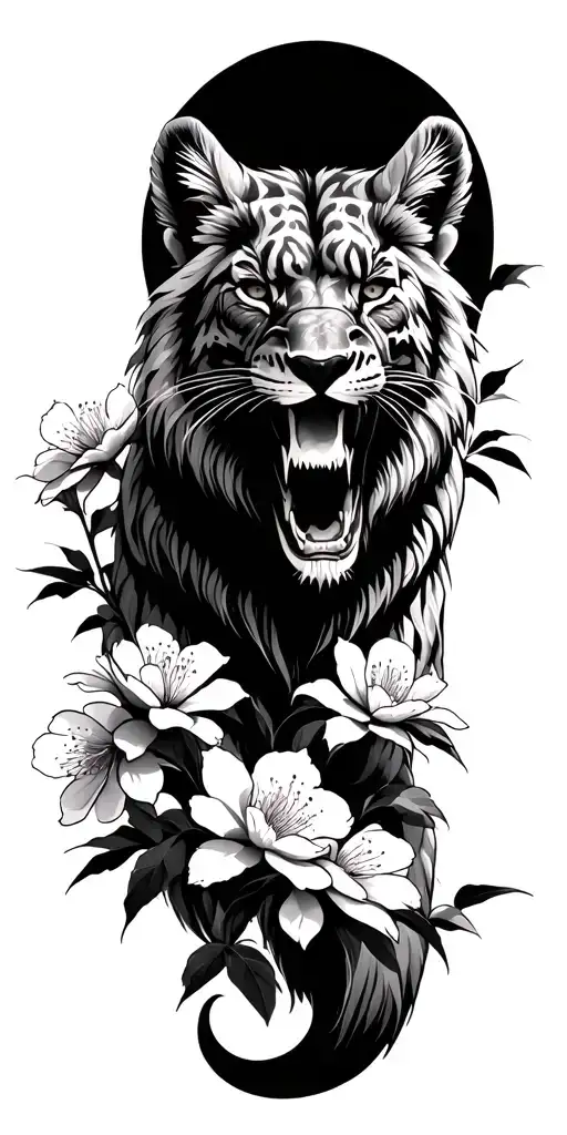 Wild Dangerous Animals Among Which Sakura Blossoms