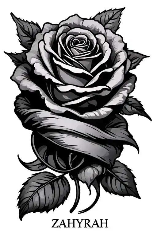 The Name Zahyrah With Rose Wrapped