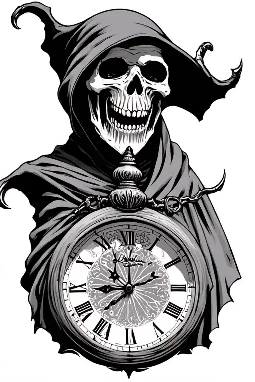 Grim Reaper Watching Clock