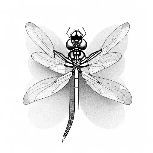 Dragonfly With Geometric Lines And Shapes Around It