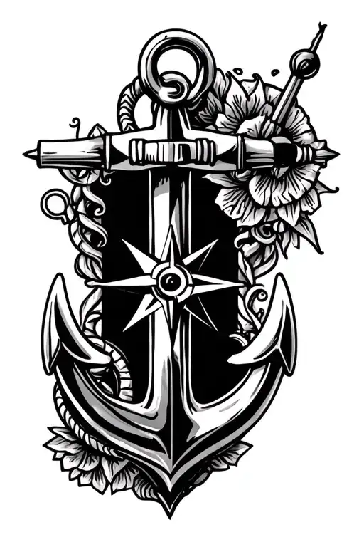 Traditional Compass And Anchor