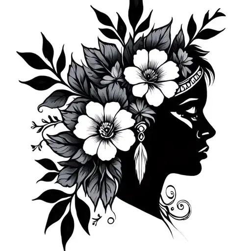 Italian Native American Traditional Floral Lady