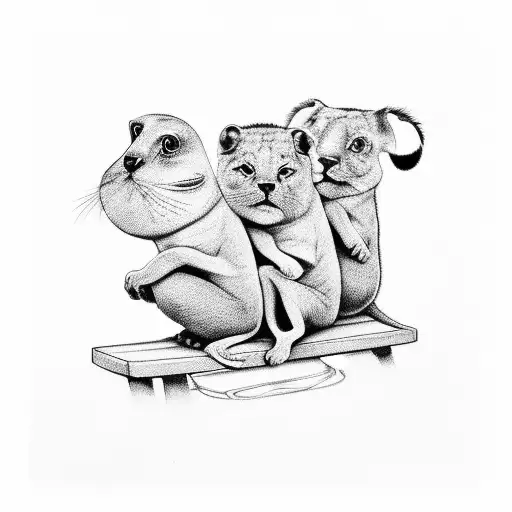 3 Adult Male Friends On A Bench From Behind & Bachha Party Written On The Bench