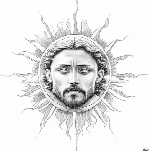 Clouds And Sun Above Jesus Portrait