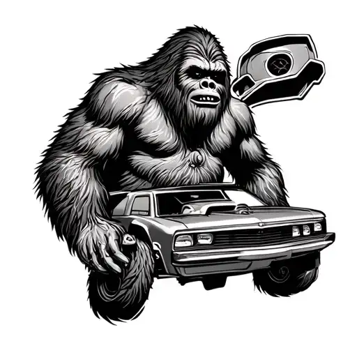Sasquatch Painting A Car Parts