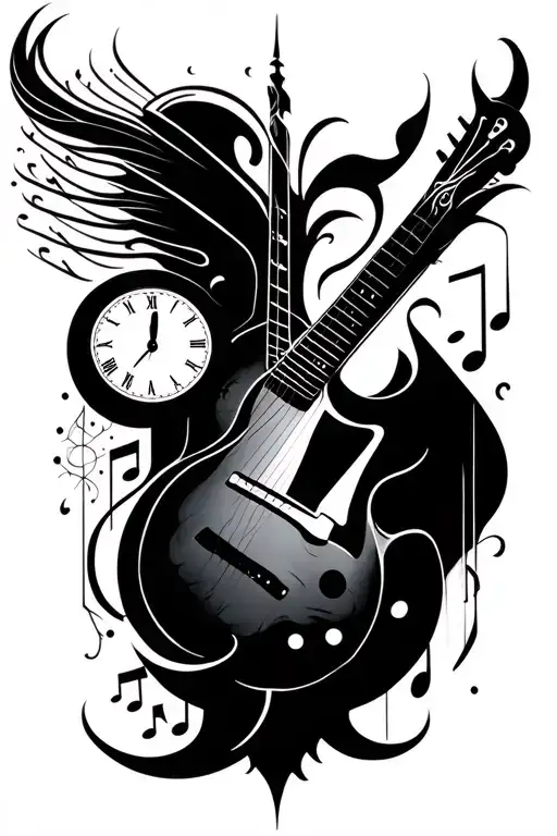 Abstrac Symmetrical Design Featuring Music And Time