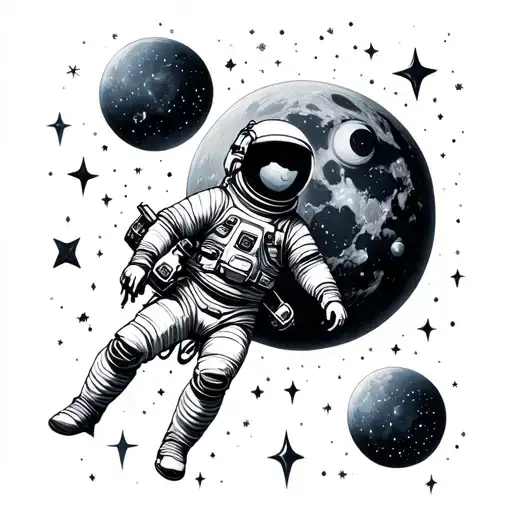 Space Astronaut Moon Planet Stars Galaxies