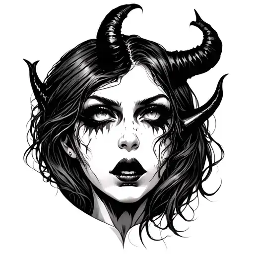 Sexy Demon Girl Face Scary