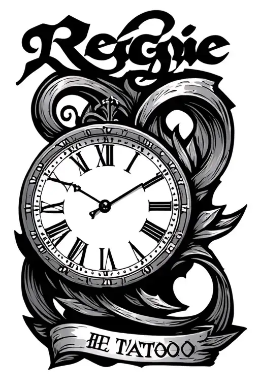 Roman Numeral Clock Surrounded With The Name Reggie