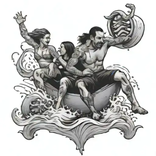 Jumping In The Ocean With Friends Sitting