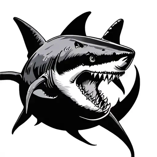 Hammer Head Shark Flash Tattoo Design
