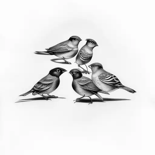 Group Of Small Birds