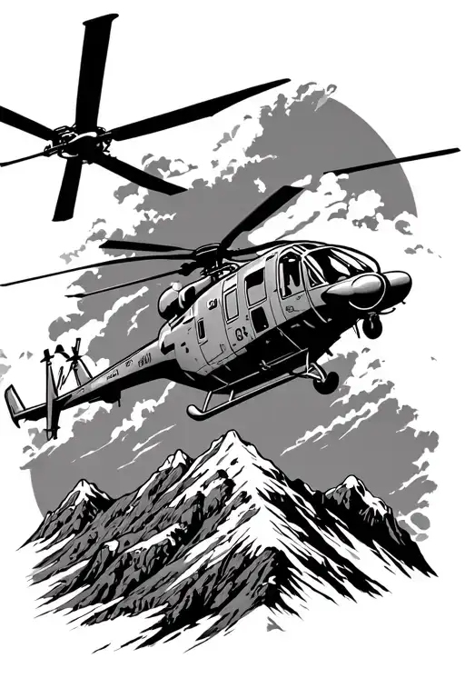 Top Gun Helicopter Flying Over A Mountain